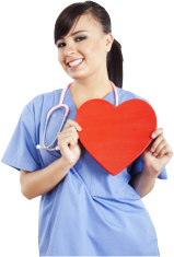 nurse holding a heart shape