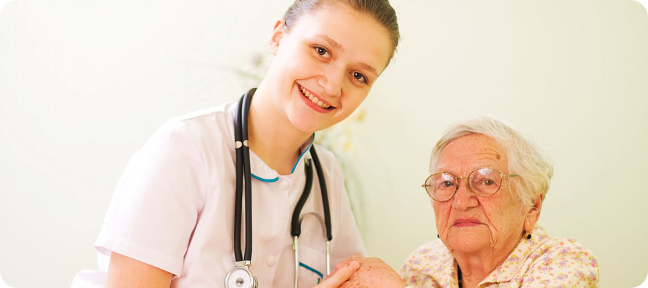 nurse and patient smiling